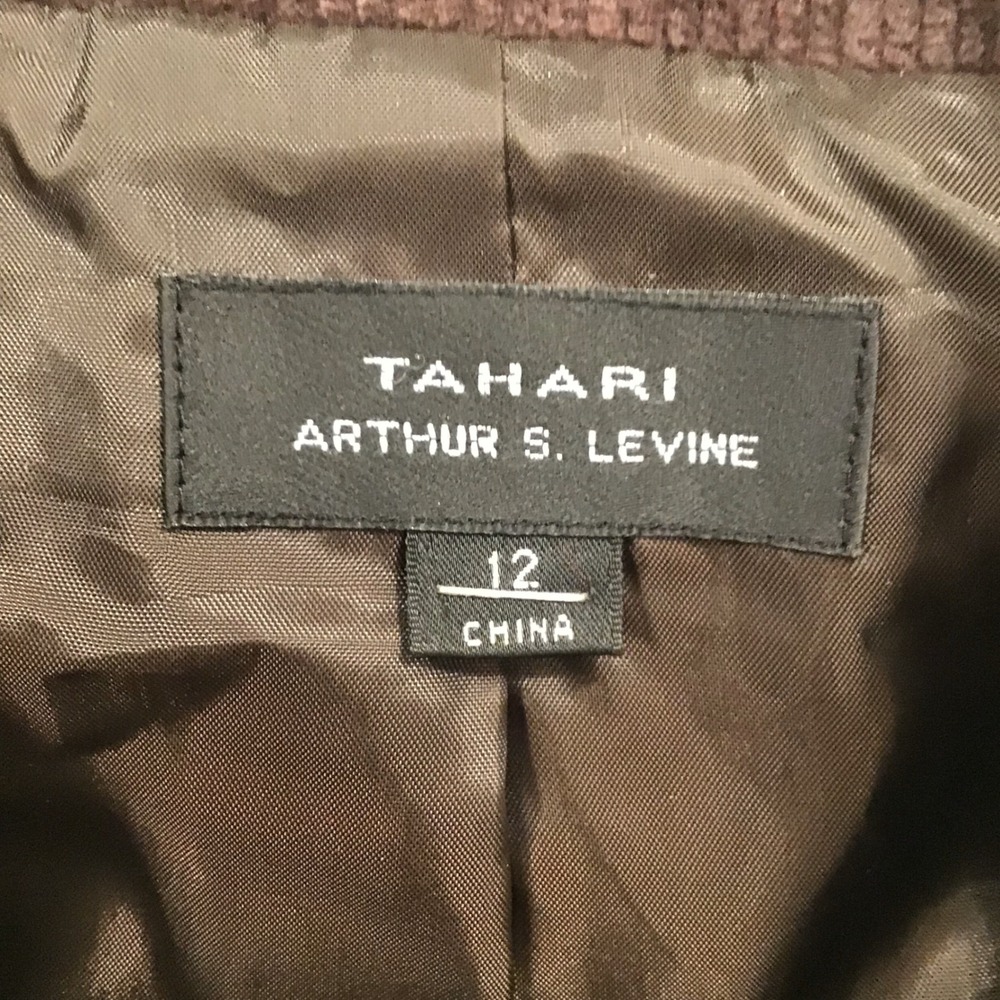 Tahari Blazer Women's Size 12 Brown Corduroy 3-Button Career Jacket Quiet Luxury - Picture 6 of 13